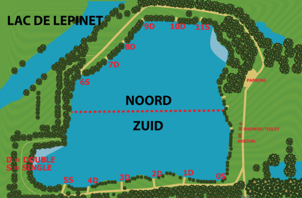 Plattegrond van het betaalwater Lac de Lepinet