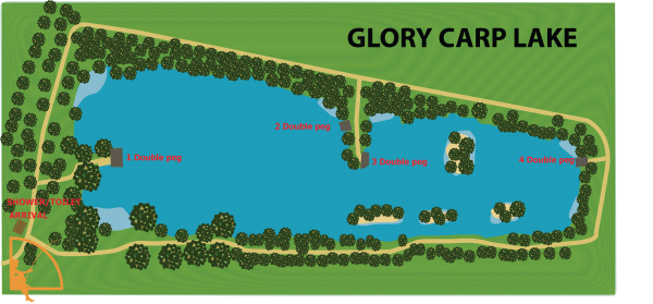 Plattegrond van het betaalwater Glory Carp Lake in Oploo