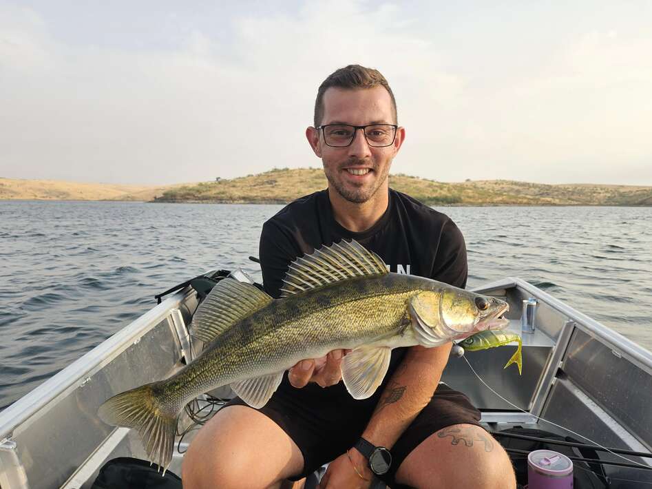 Angeln Extremadura Orellana Spanje Snoekbaars Orellana Spanje Snoekbaars